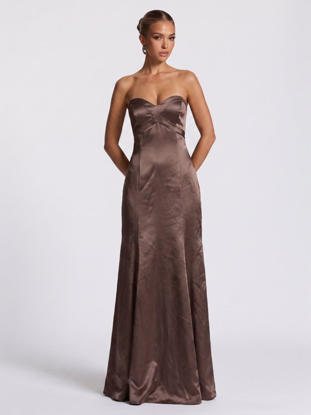 Badgley Mischka Bridesmaid Strapless Trumpet Evening Gown